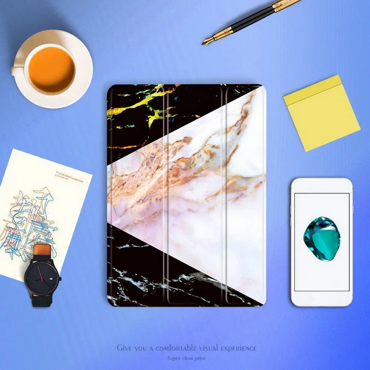 Чехол для ipad 9,7 дюймов 6th 'Pro 9,7 'для ipad 2 3 4: A1822A1954'A1673'A1396 сотовой сеткой из мягкой оболочки Smart sleep из искусственной кожи - Цвет: Marble 1