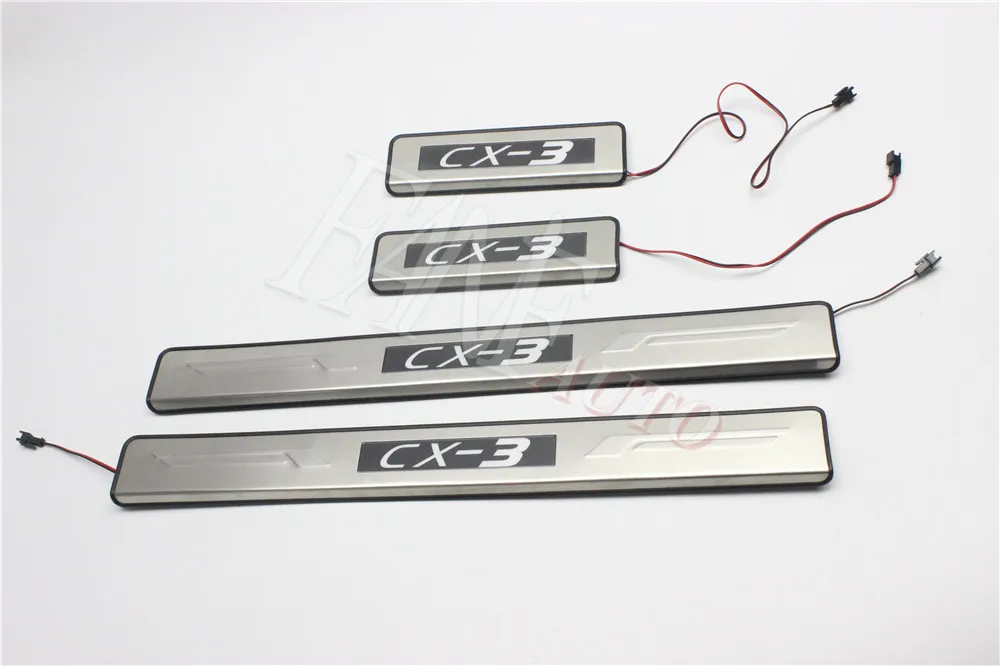 

Светодиодная Накладка на порог из нержавеющей стали, защитная Накладка на порог для Mazda CX-3 CX3 2016-2019 B Style