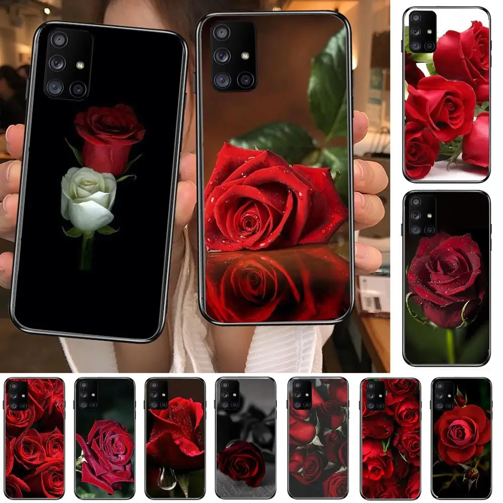 

Roses, pattern, floral pattern Phone Case Hull For Samsung Galaxy A50 A51 A20 A71 A70 A40 A30 A31 A80 E 5G S Black Shell Art Cel