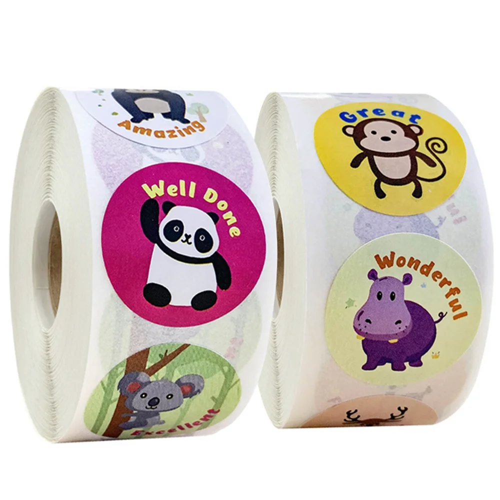 

500pcs/roll Reward Stickers fun Encouragement Sticker for Kids Teachers Cute Animals Stickers Labels Stationery Decor Supplies
