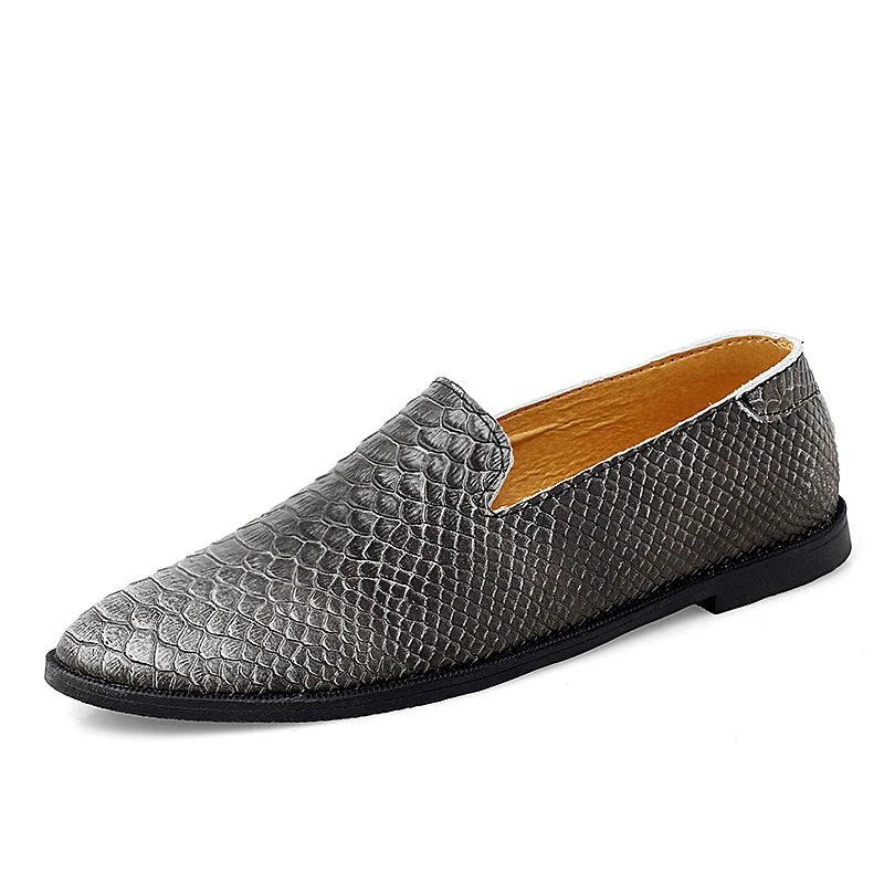 

Туфли мужские с крокодиловым узором, повседневные кожаные лоферы, без застежки, плоская подошва, Минималистичная обувь для вождения, 2021
