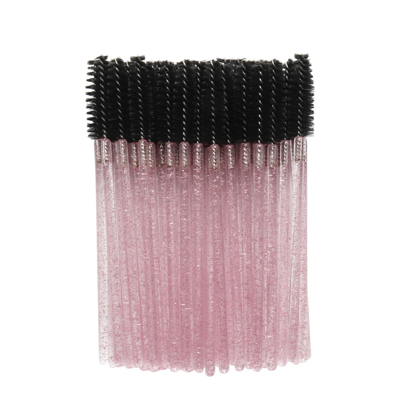 sh-br-pink-black 50 шт./лот, одноразовая щетка для ресниц, тушь для ресниц, палочки, аппликатор, палочка для макияжа, косметические кисти, инструменты для наращивания, аксессуары - Handle Color: sh-br-pink-black
