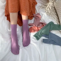 solid color women crew socks candy new trendy personality cotton wild deodorant comfortable elasticity breathable woman sock sox