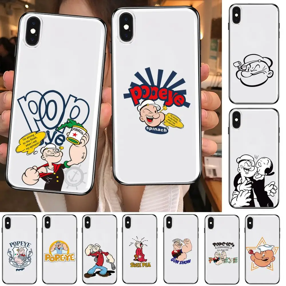 

LVTLV Fashion Classic American Anime Popeye the Sailor Transparent Phone Case For POCO F1 F2 F3 Pro X3 M3 9C 10T Lite NFC Anime