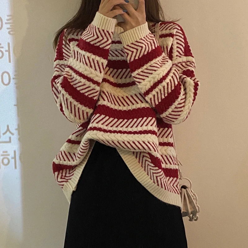 

Autumn And Winter New Loose Retro Design Sweater Women's Pullover Lazy Top