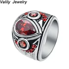 Кольцо Valily в стиле панк с искусственным глазом, кольцо с красным кубическим цирконием и кристаллами для мужчин и женщин, кольца из нержавеющей стали, ювелирные изделия