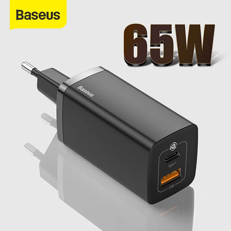 baseus 65w gan usb tipo c carregador de carga rapida qc 40 pd 30 carregamento rapido