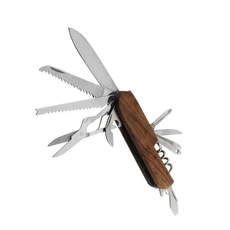 

Multifunctional Wooden Handle 11 Open Combination Tool Folding Knife Multifunctional Knife Pliers Combination Utility Knife