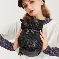 embossed three dimensional creative female bag punk simulation owl shoulder bag animal tassel crossbody special handbag