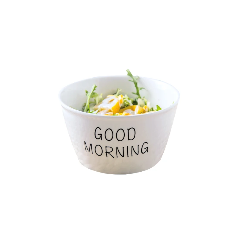 

Nordic Creative Cool Cute Couple's Household Tableware Ceramic Rice Bowl Single Breakfast Bowl Kawaii Bowldessert Bowl