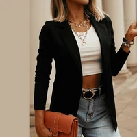 2021 spring office ladies blazers casual long sleeve solid formal work suit fashion women jackets slim blazers black white