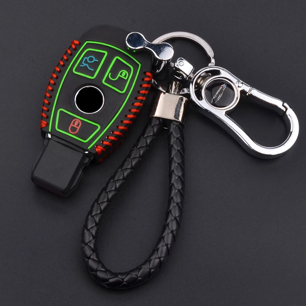 

Leather Key Cover Car Key Case For Mercedes Benz W203 W210 W211 W124 W202 W204 W212 W176 AMG Accessories Keychain Holder Keyring