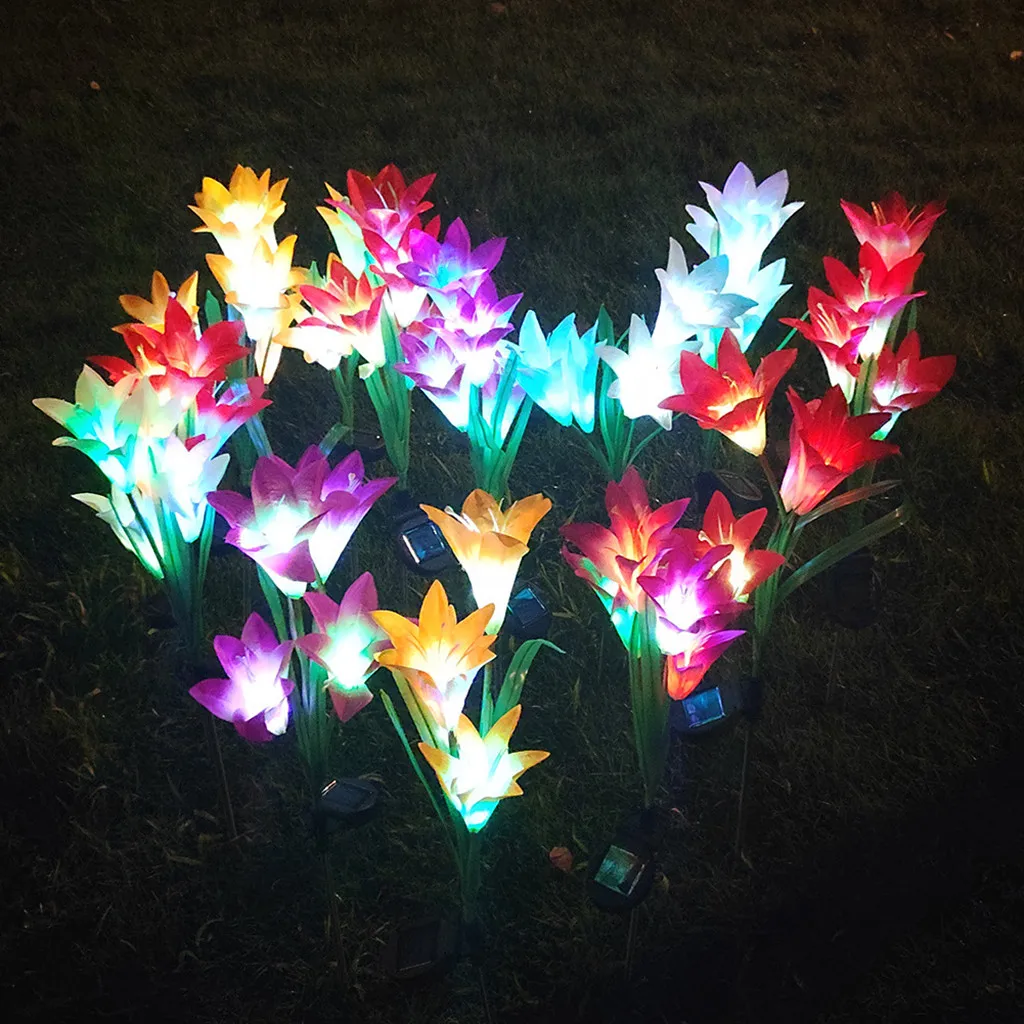 Солнечный Мощность Цветок светильник светодиодный открытый сад газон пейзаж