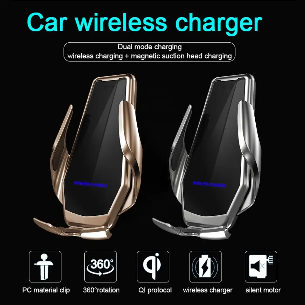 

Automatic Clamping 15W Wireless Charger Car Phone Holder Smart Infrared Sensor Air Vent Mount Mobile Phone Stand Hold