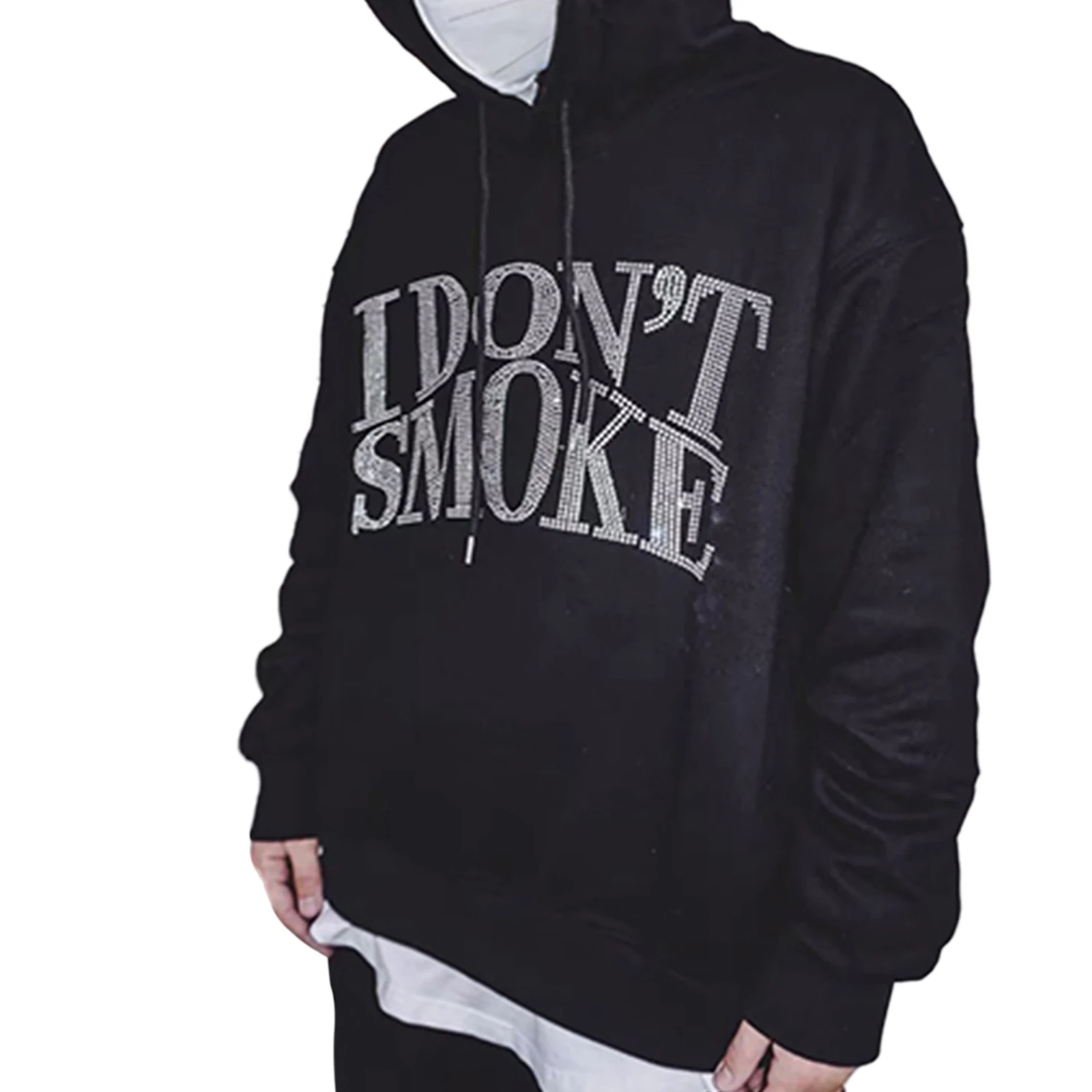 

Весенне-осенняя Женская свободная стильная толстовка с капюшоном с черными буквами разразразы Повседневный Свободный пуловер с капюшоном ...