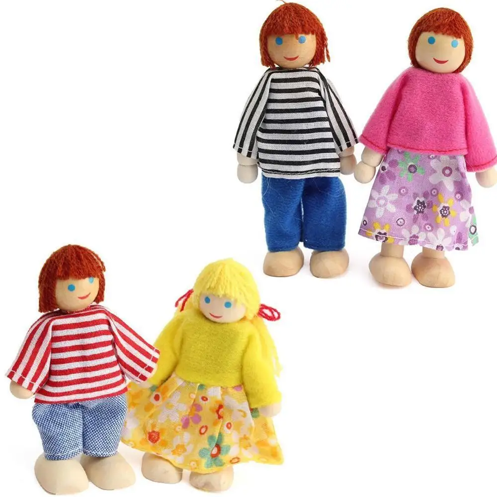 6 шт. милая кукла деревянный дом семейный набор для детей игрушка ролевых игр