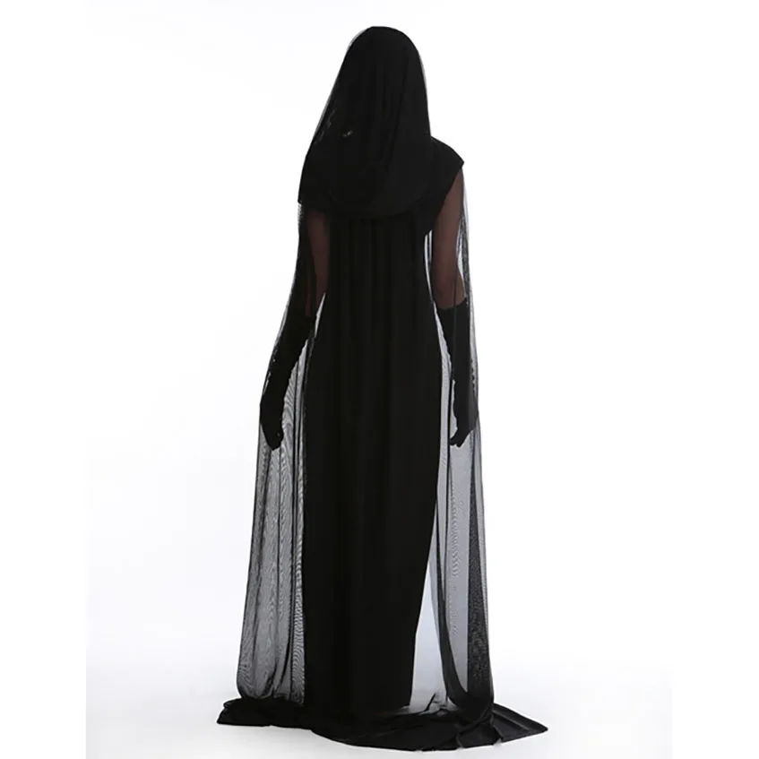 Хэллоуин платье для женщин вампир зомби толстовки кружева ужас Vestido Необычные страшные невесты черное платье маскарадный костюм ведьмы