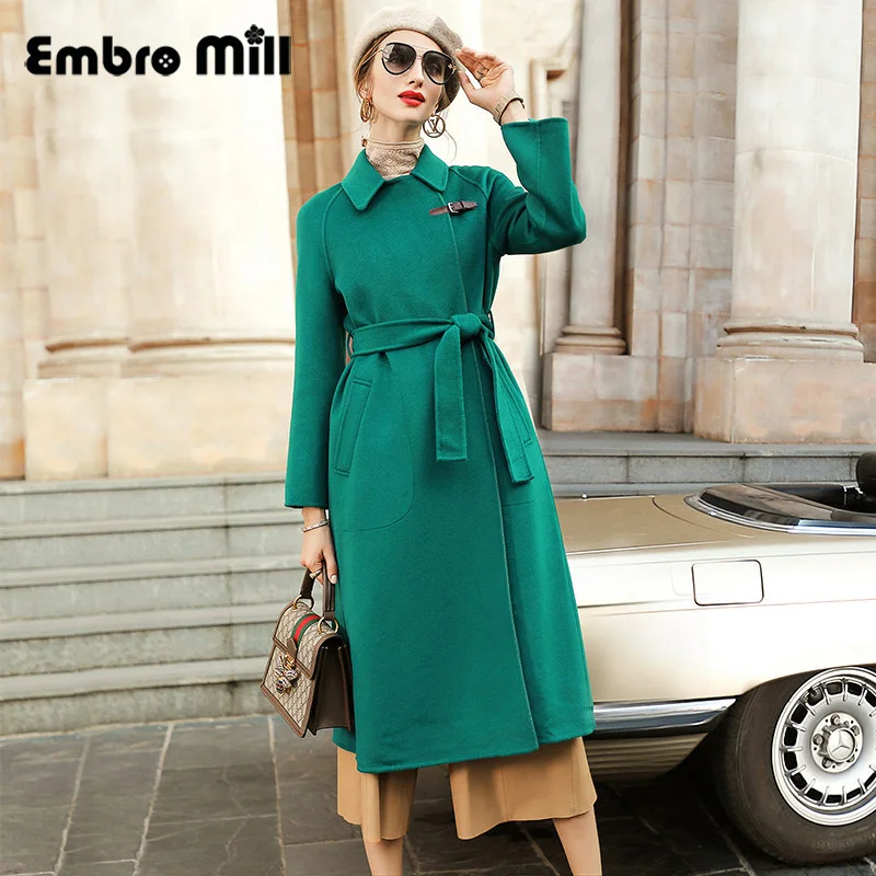 

Winter New Street Style Lady Mid-Length Long Sleeve High-End Fashion Elegant Double-Sided Woolen Coat S-XL