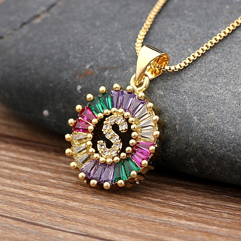 

Hip Hop Gold Color Cubic Zirconia 26 Letter Pendant Necklace for Men Women Fashion Jewelry Alphabet Collar Colar Feminina