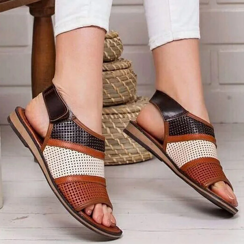 Сандалии женские на липучках модная повседневная мягкая пляжная обувь в стиле