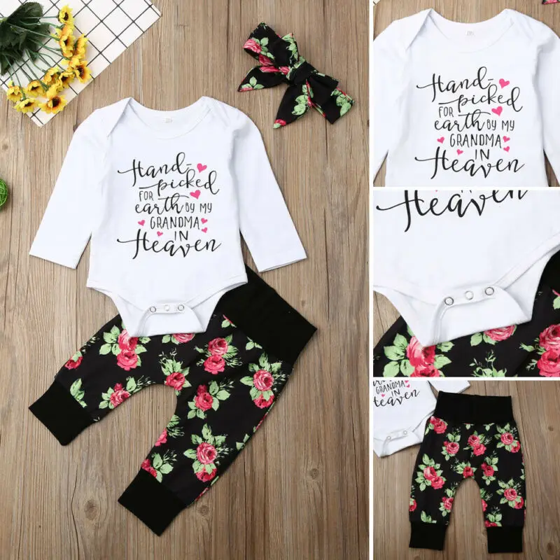 Одежда для новорожденных девочек в наличии США комбинезон + леггинсы с цветочным