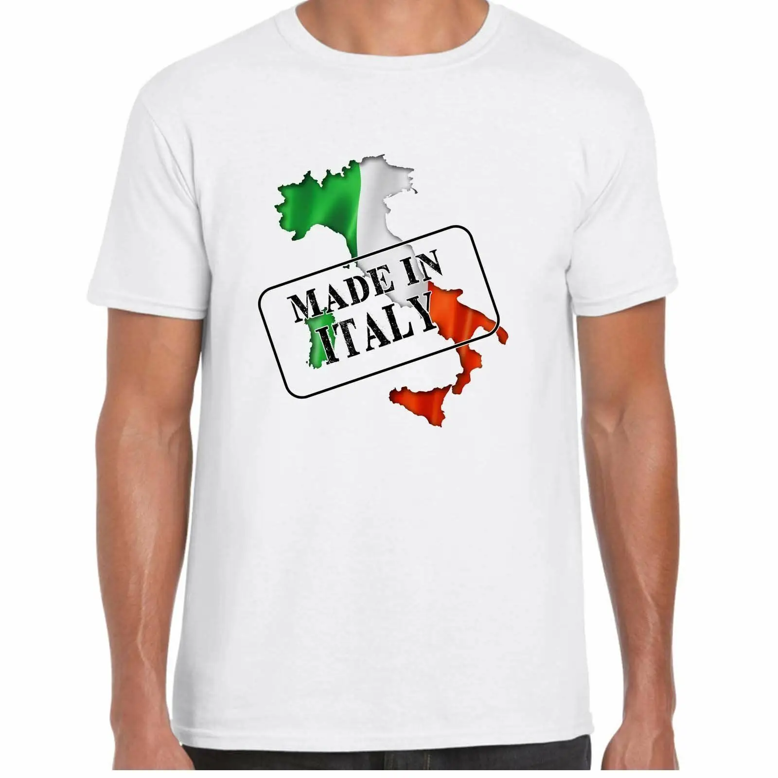 

Men's Italian Flag and Map Country Pride Made In Italy T-Shirt. Summer Cotton Short Sleeve O-Neck Unisex T Shirt New S-3XL