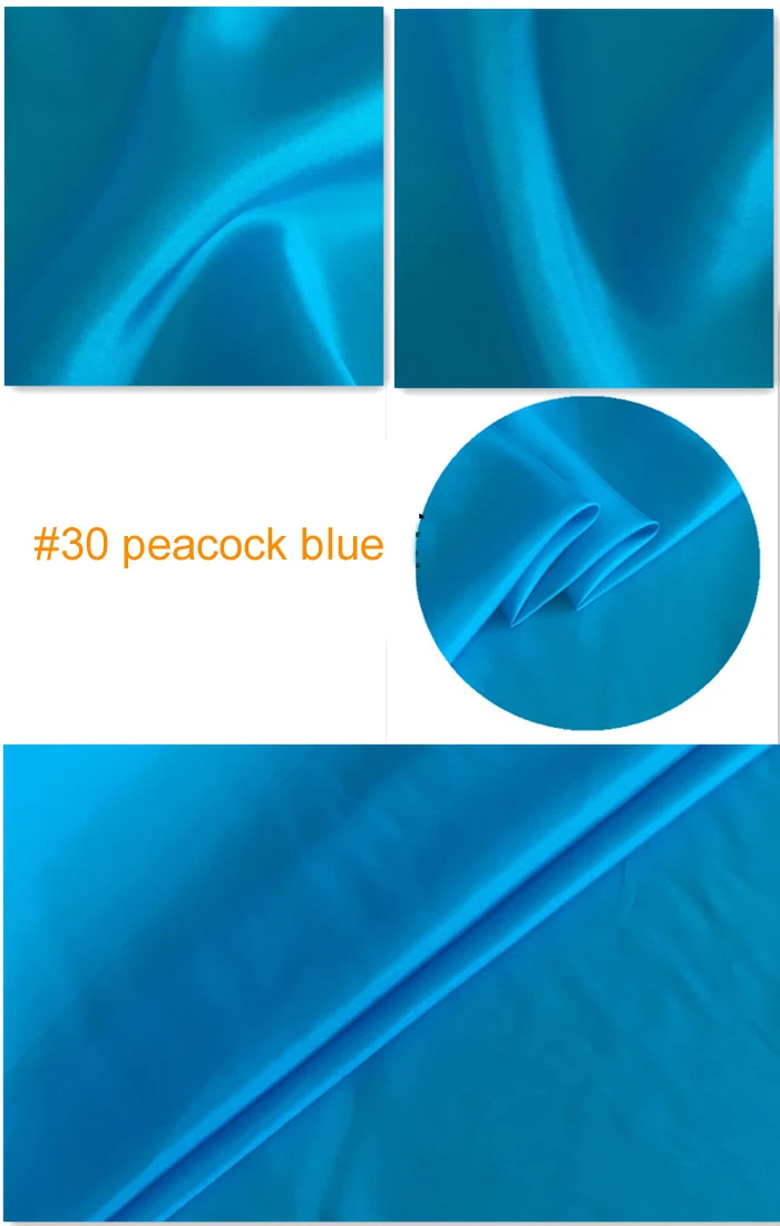 30 peacock blue Чистый шелк тутового шелкопряда подкладка ткань habutai Tissu - Цвет: 30 peacock blue