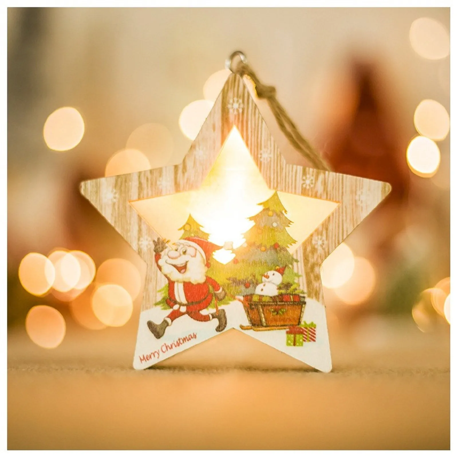 

Wooden Luminous Christmas Pendant Hanging Santa Claus Elk Xmas Tree Decorations For Party New Year Home Decorative Gifts