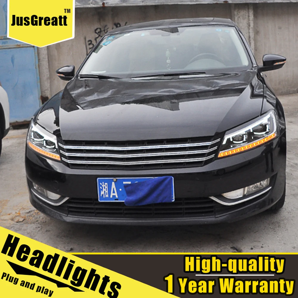 

A Pair For VW Passat LED Headlights 2011-2015 Passat HID Head Lamps Bi Xenon Beam Fog Daytime Running Lights Dynamic Turn