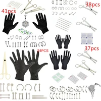 hot sale tongue eyebrow nose belly button body jewelry piercing rings clamp gloves needles tool kit ear plug prong studs 8 41pcs