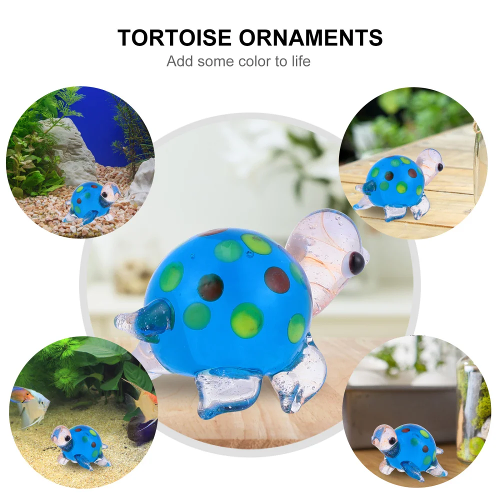 

Mini Sea Turtle Art Glass Blown Sea Animal Figurine Landscape Decor