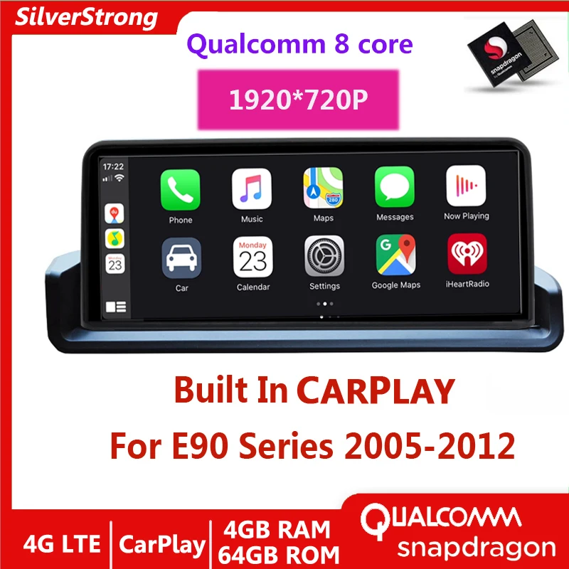 

Мультимедийный плеер CarPlay,Qualcomm Snapdragon,64 ГБ, Android, для BMW E90, E91, E92, E93 320/325/330/M3, поддержка iDrive, LHD