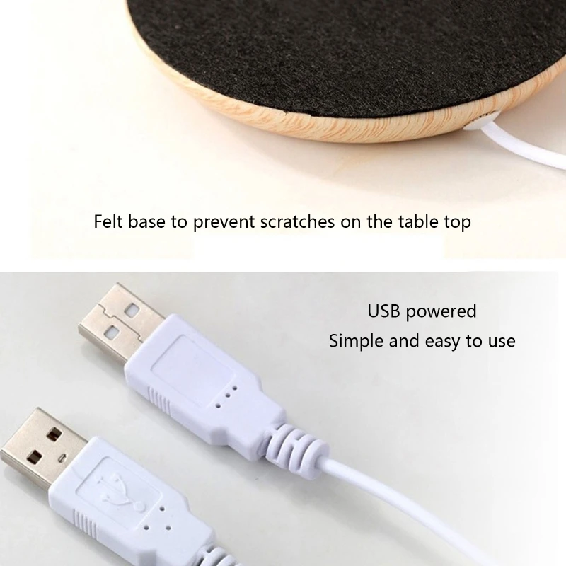 

Wood Grain Cup Warmer Heat Beverage Mug Mat USB Keep Drink Warm Heater Mugs Coaster Autumn Winter Portable Desktop Home