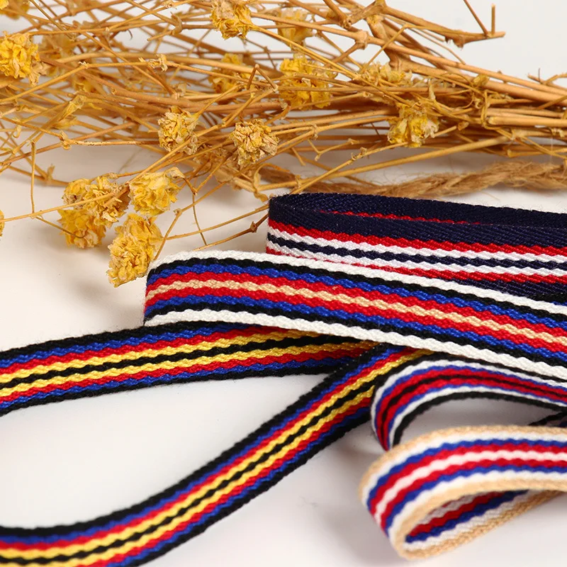 

10mm Bright National Style Stripe Cotton Satin Bracelet Ribbons Handmade Bowknot Riband Garment Sewing Accessories Gift ribbon
