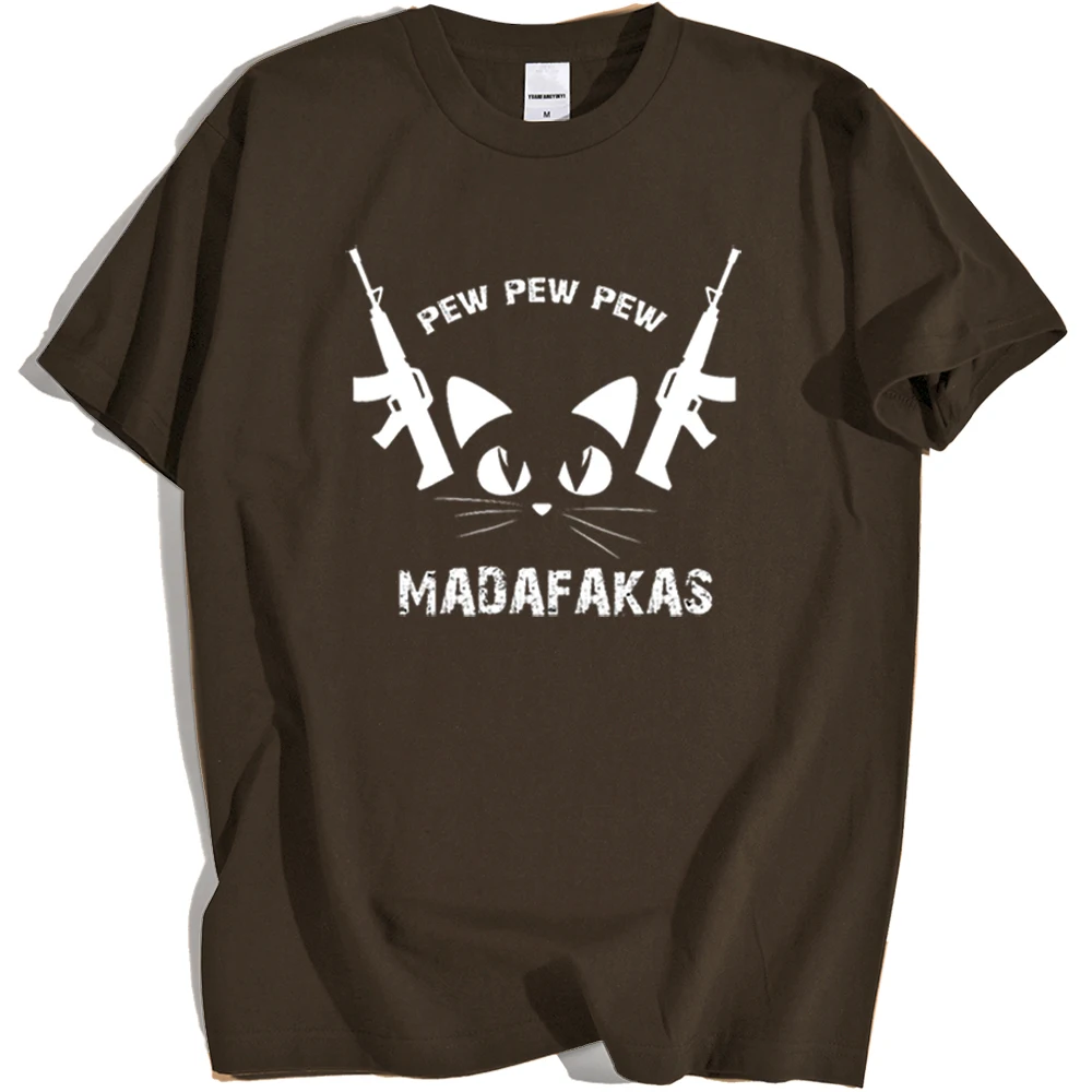 Футболка Pew Madafakas мужская с принтом черного кота винтажная свободная летняя