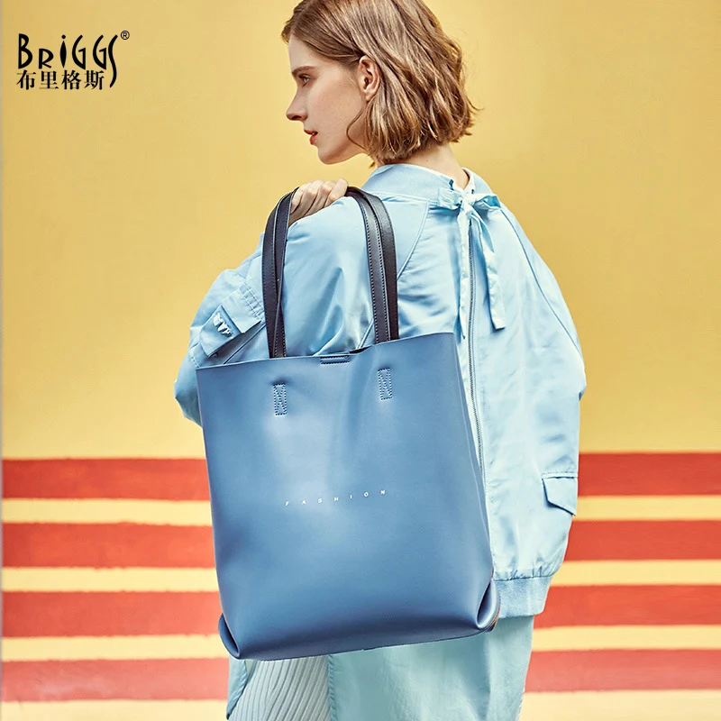 

Женская сумка-тоут BRIGGS, повседневная вместительная сумка-мессенджер из 100% натуральной кожи синего цвета, черная сумка-тоут