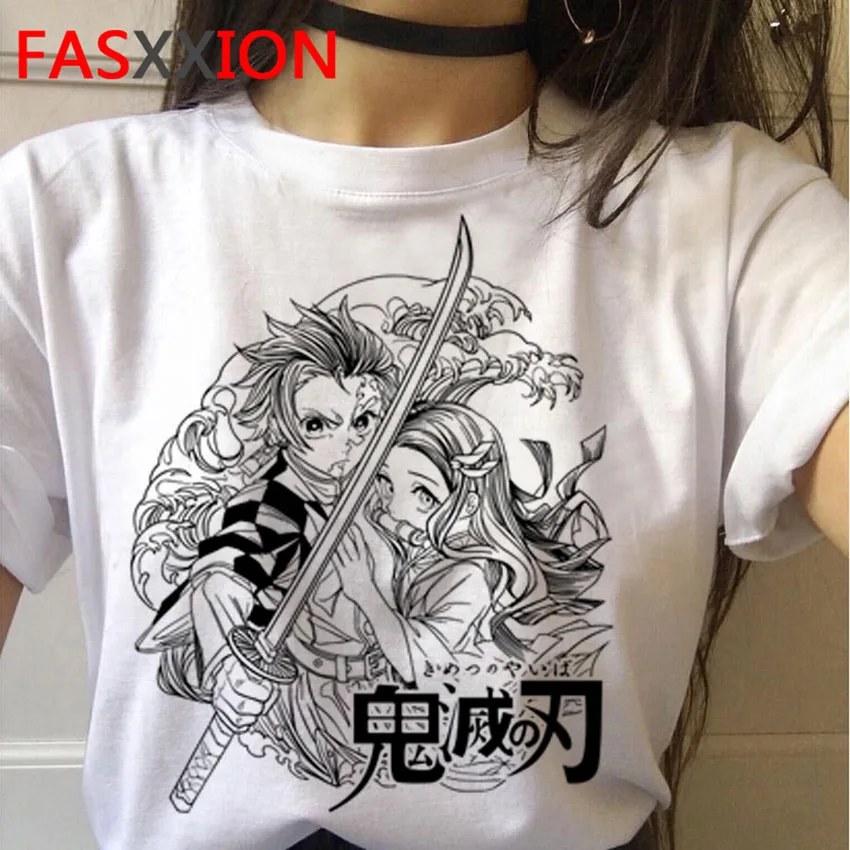 Футболка Demon Slayer для женщин Графический Топ футболка Kimetsu No Yaiba японское аниме