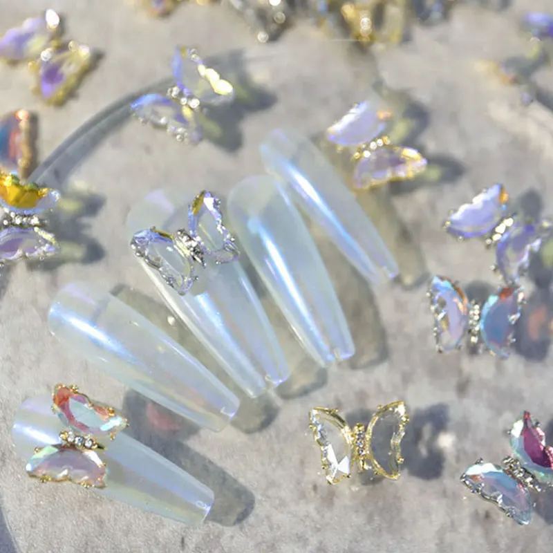 

5pcs Crystal Butterfly Alloy Nail Art Decorations Aurora Holographic 3D Butterflies Rhinestones Jewelry DIY Manicure Accessories