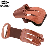 cowhide archery 3 finger guard hunting shooting protective