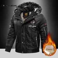 mens thick military bomber winter jackets hooded solid wool fleece liner outwear coat casual warm and windproof jacket for men