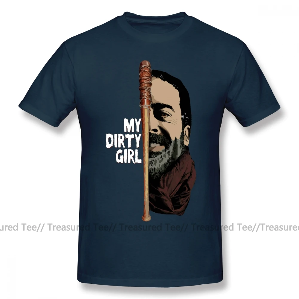 Футболка Negan Look At My Dirty Girl, футболка, модная футболка с принтом, забавная, 4xl, короткий рукав, 100 хлопок, Мужская футболка - Цвет: Navy Blue