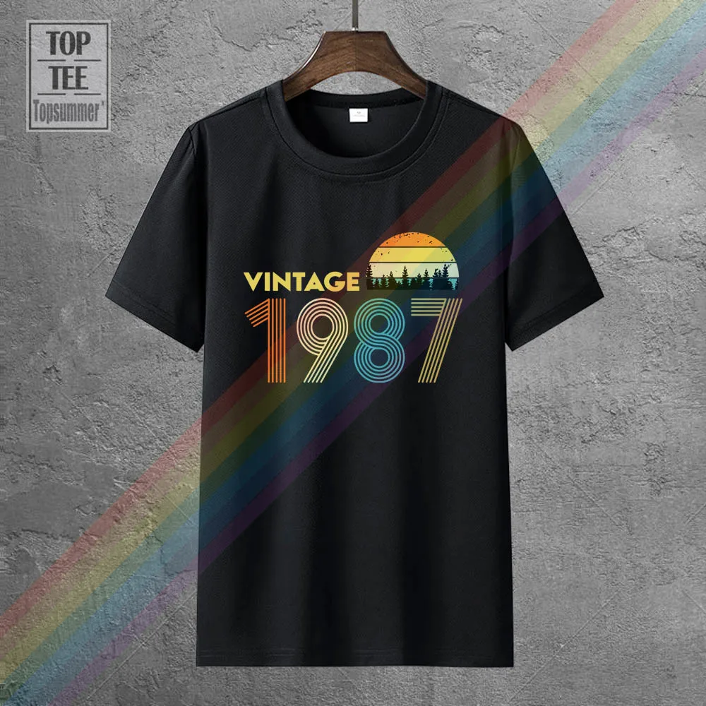

Vintage 1987 Fun 34Th Birthday Gift T Shirts Harajuku Logo Tshirts Funny Fashion Cute Sweatshirt Tee-Shirt Retro Brand T Shirt