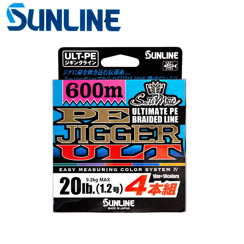 

New SUNLINE PE JIGGER ULT 4 BRAID Stands Briad Multi Colors 600m 1200m 16LB-60LB Max Drag Made In Japan Fishing Line tackle
