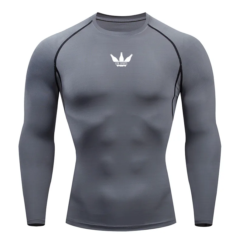 

2020 Gym Sports New Long Sleeve Sport Shirt Men Quick Dry Men's Cycling Gym Clothing Fitness Male Rashgard Tights Jerseys