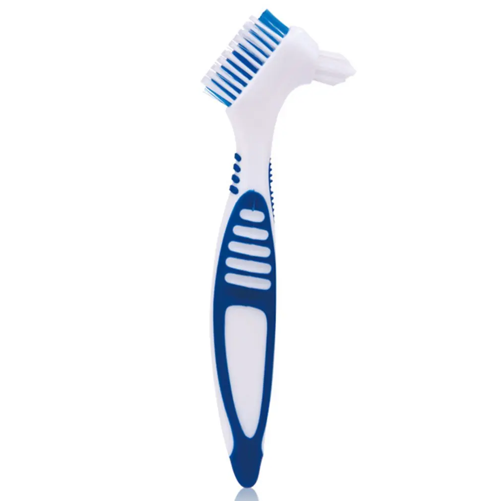 

Denture Cleaning Toothbrush Double Brush Head Environmentally Friendly Soft Non-slip Handle Denture Toothbrush