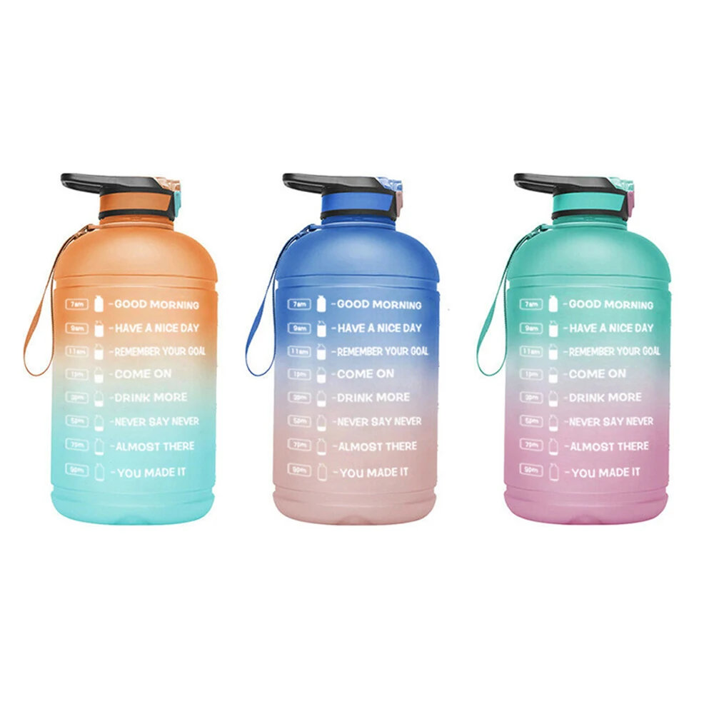 

3.78L Water Bottle With Time Marker Large Water Bottle With Straw Clear Plastic ABS 1 Gallon Big Water Bottle Gym Hiking