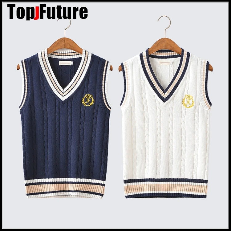 Вязаный жилет в стиле Британской академии вышитая короной форма JK Студенческая