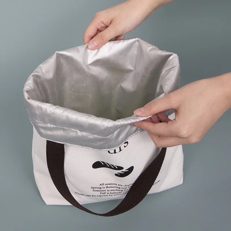 

New Fashion Canvas Lunch Handbag Lunch Box Tote Cooler Handbag Picnic Dinner Container School Food Storage Bag