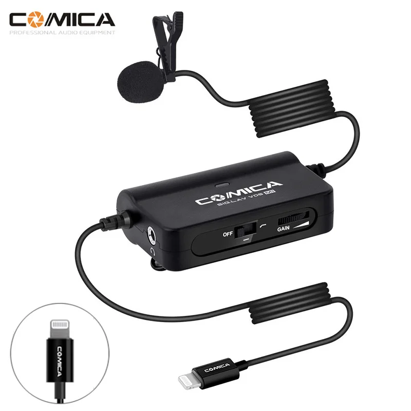 

Comica CVM-SIG.LAV V05 MI Clip-on Single Lavalier Microphone With Stepless Gain Control for Lightning Interface iPhone iPad