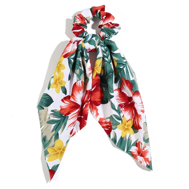 1 Red Green Модные аксессуары для волос, длинный шарф, ленты, резинка для волос для женщин, галстук-бабочка, эластичный конский хвост, держатель, резинки для волос для девушек, аксессуары для волос - Цвет: 1 Red Green